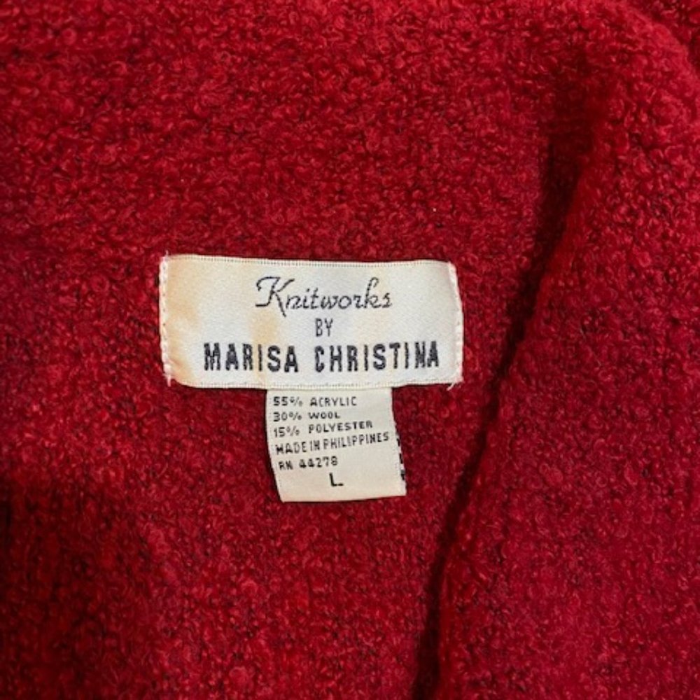 Marisa Christina sweater, Large, Red, Cardigan, button front. - Picture 4 of 5
